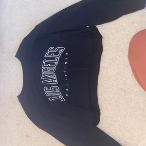 LA black cropped crew neck